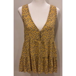 American Eagle Yellow Floral Tank Top S Y2K